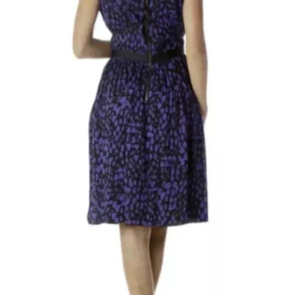 Ann Taylor Loft Purple & Black Sleeveless Pleated A-Line Midi Dress Size‎ 4 - Picture 2 of 7